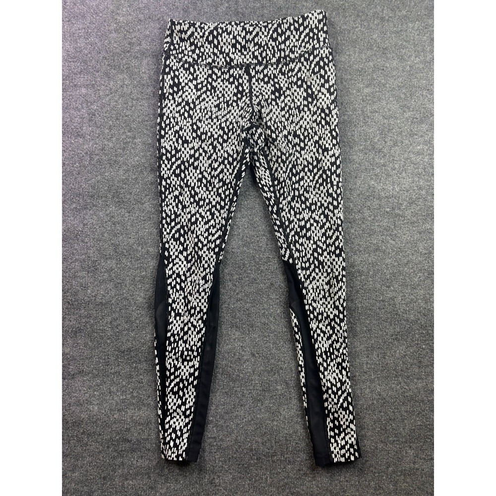 Nike‎ Dri-FIT Leggings Womens Medium Black White Patterned Mesh Run Tights